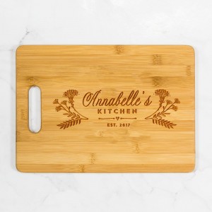 Woodums Floral Personalized Kitchen Bamboo Cutting Board WWDD1082